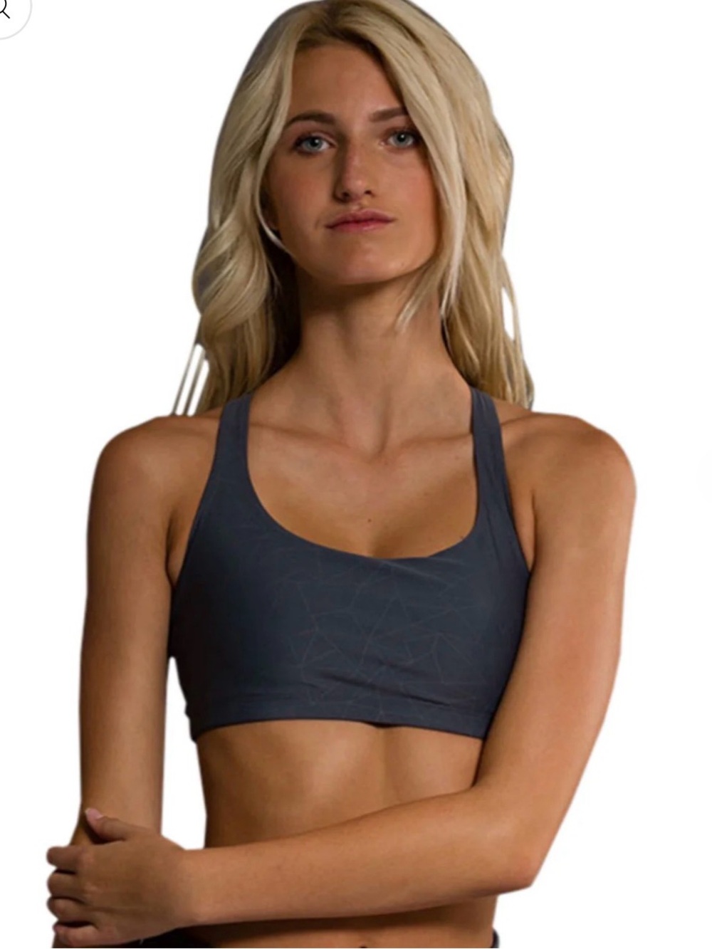 ONZIE SLATE GREY GEO CHIC LOW IMPACT SPORTS BRA